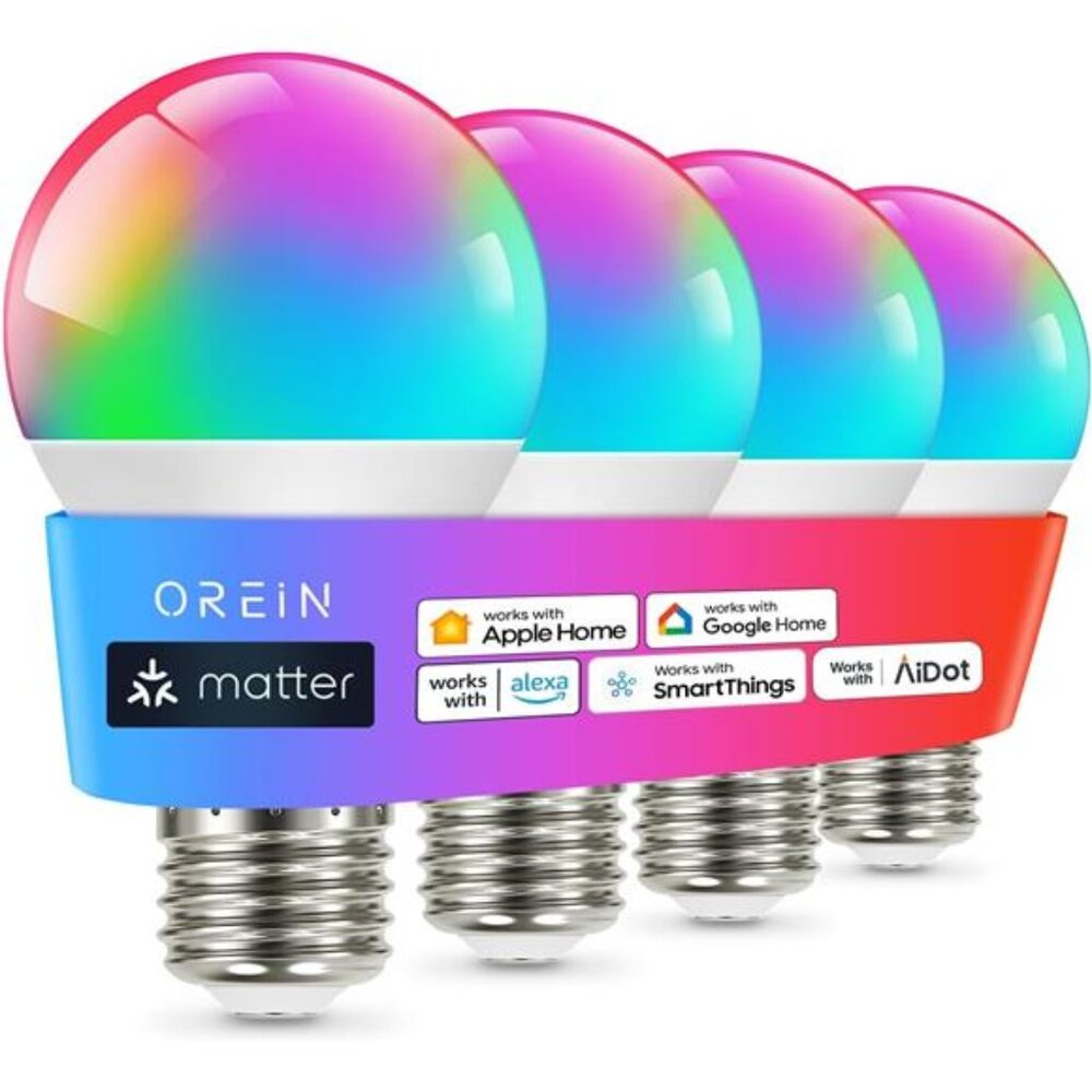 OREiN Matter Smart Light Bulb, Smart Light Bulbs Work with Apple Home, Alexa,